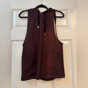 Varley Open Back Sports Hoodie Burgundy Snakeprint XS